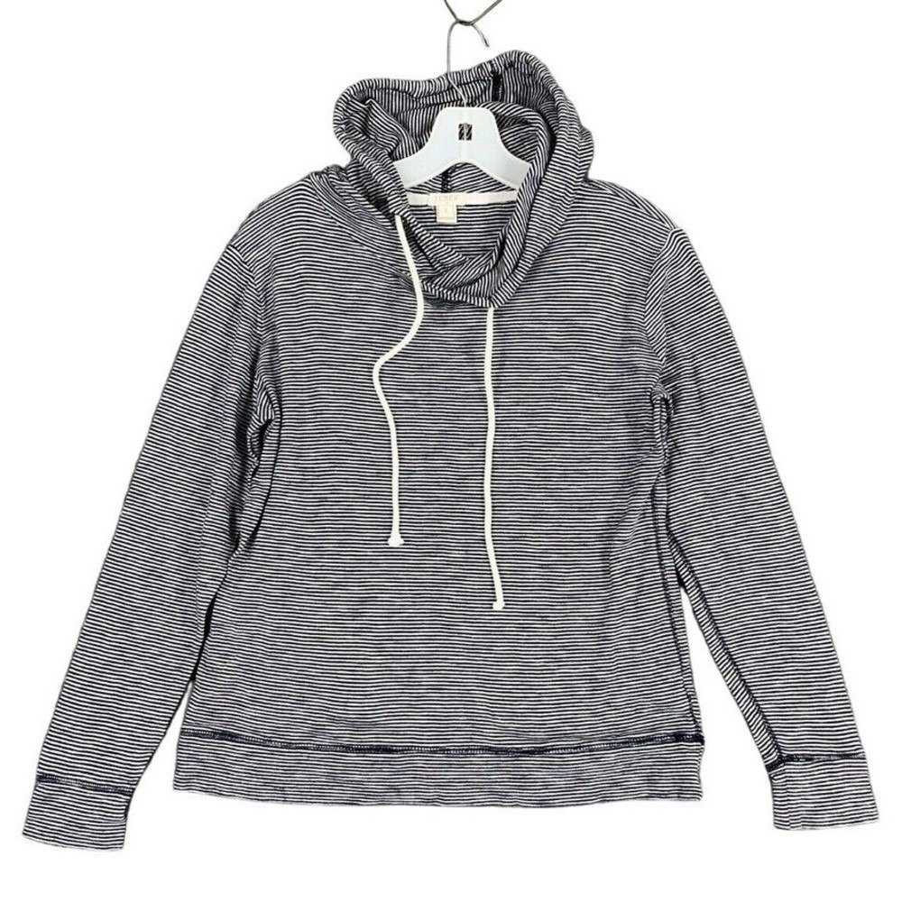 J.Crew Hoodie Womens S Navy White Striped Cowl Neck Casual Everyday